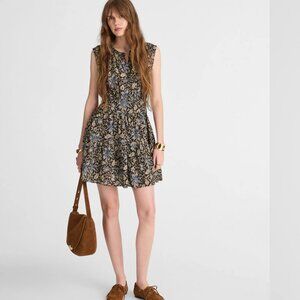 NWT Madewell Gathered Button-Front Mini Dress in Floral Sz Small